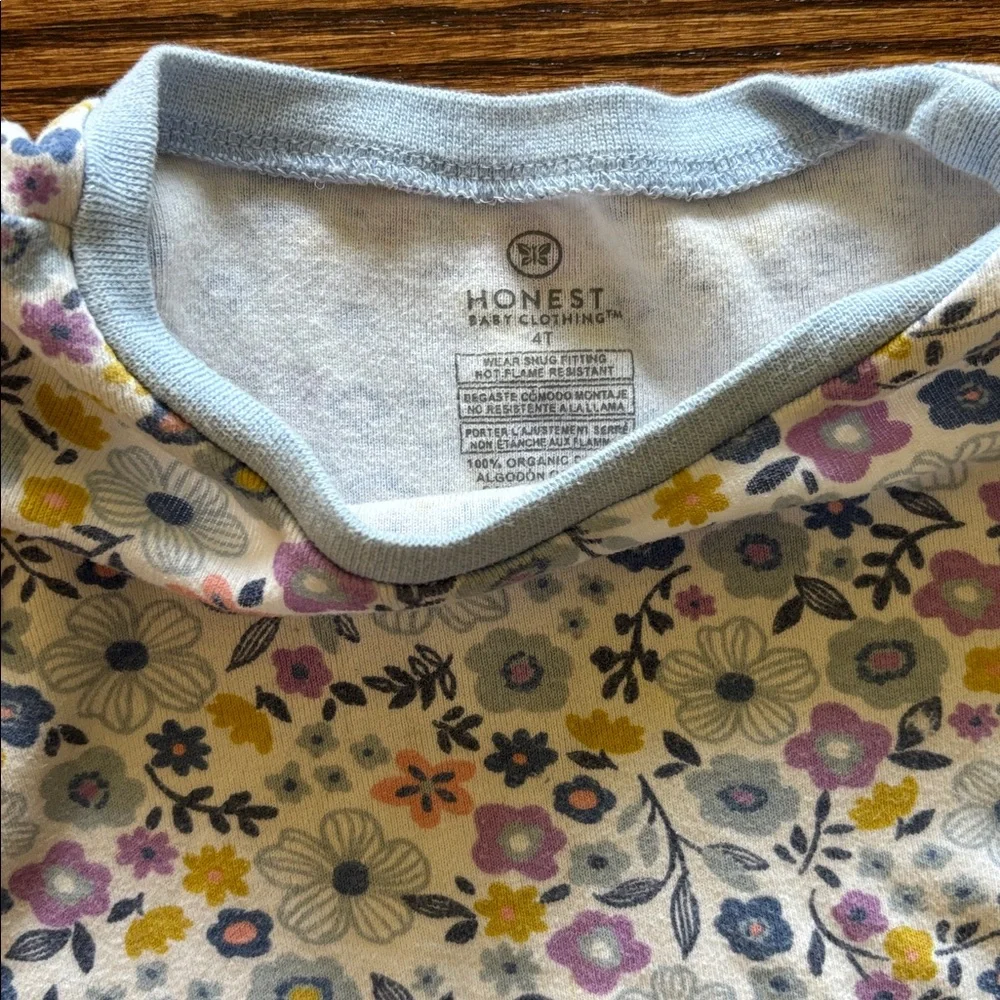 Honest Baby Floral Long Sleeve Two Piece Pajama Set, 4T
